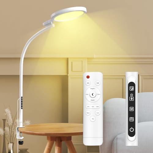 Trayvespace Tageslichtlampe Lichttherapie, Tageslichtlampe Schreibtisch Verstellbarem Schwanenhals, 5 Farbtemperaturen & 5 Helligkeitsstufen Tageslichtlampe 10000 Lux für Hause, Büro von Trayvespace