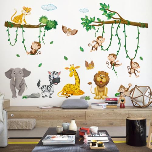 Wandsticker Kinderzimmer Wandsticker - Wandaufkleber Dschungel Waldtiere Bäume Hirsch Elefant Affe Einsatz in Wohnzimmer Wanddeko 0205 Wandsticker Kinderzimmer Wandsticker - Wandaufkleber Dschungel Waldtiere Bäume Hirsch Elefant Affe Einsatz in Wohnzimmer Wanddeko 0205 von Traziewell