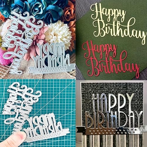 2 x Happy Birthday Stanzformen für Kartenherstellung, Stanzformen, Metall-Stanzform, Scrapbooking-Stanzformen, DIY geätzte Prägeschablone zum Basteln 2 x Happy Birthday Stanzformen für Kartenherstellung, Stanzformen, Metall-Stanzform, Scrapbooking-Stanzformen, DIY geätzte Prägeschablone zum Basteln von Trdxxx