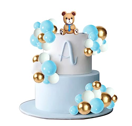 Teddybär kuchen deko Babyparty Kuchen Dekoration Geburtstagstorte Deko Baby Boy Mädchen Junge Kuchendekoration（Blau） von Treasureheart
