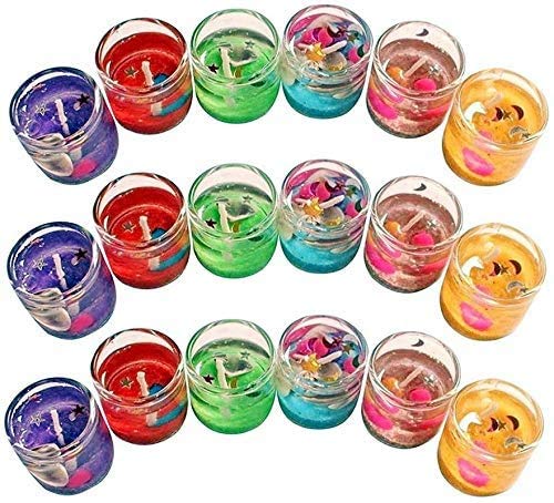 TreegoArt Mehrfarbig, rauchfrei, dekoriert, Mini-Kerzen aus Glas, Gelee, klein, für Heimdekoration, Diwali-Dekoration, Geburtstage, Partys, 24 Stück TreegoArt Mehrfarbig, rauchfrei, dekoriert, Mini-Kerzen aus Glas, Gelee, klein, für Heimdekoration, Diwali-Dekoration, Geburtstage, Partys, 24 Stück von TreegoArt