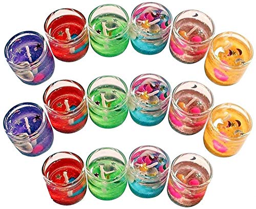 TreegoArt Mehrfarbige, rauchfreie, verzierte Mini-Kerzen aus Glas, Gelee-Gel, kleine Kerzen für Zuhause, Diwali-Dekoration, Geburtstage, Partys, 20 Stück von TreegoArt