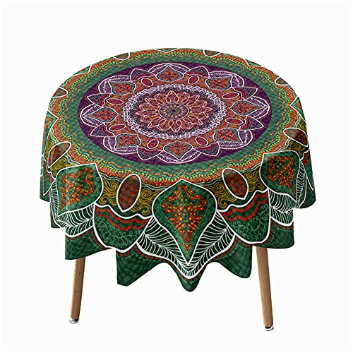 Runde Tischdecke Wasserdicht Antifouling Tischtuch,Treer Staubdicht Pflegeleicht Polyester Tischdecken mit 3D Klassischen Stil für Küche Esszimmer Party Garten Tischdecke Decor (Gras-Grün,90cm) von Treer-shop
