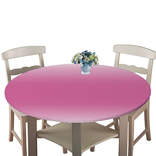 Tischdecke Runde mit Elastisch Kante, Treer Wasserdicht Antifouling Polyester Abwaschbar Tischtuch 3D Einfarbig Drucken Rund Tischdecken für Küche Esszimmer Garten (Lavendel,Durchmesser 130cm) von Treer-shop