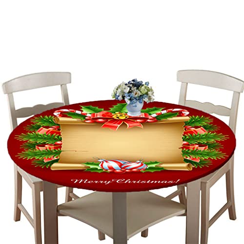Treer Weihnachtstischdecke Runde Tischdecke Abwaschbar, 100% Polyester Outdoor Tischdecken Antifouling Wasserdicht Lotuseffekt Tischdecke Weihnachten Home Küche Party (Tannenblatt,180cm) von Treer-shop