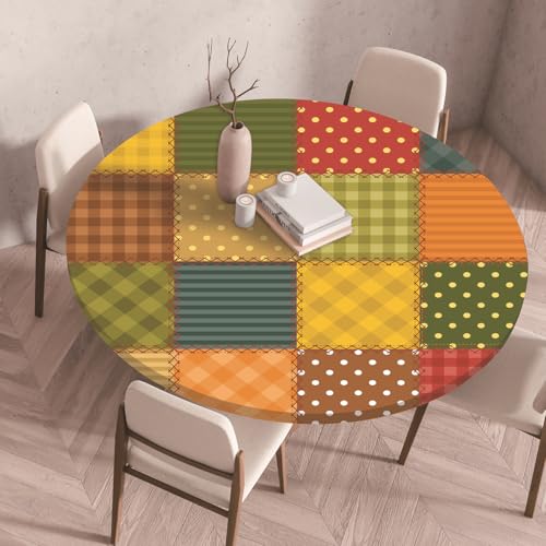 Treer 3D Elastische Tischdecke Rund Abwaschbar, Outdoor Picknick Spanntischdecke Rund Gartentischdecke Round Tischdecke mit Gummizug für Küche, Esszimmer (Punkt,70 cm) von Treer