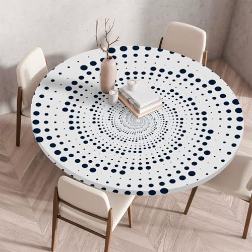 Treer Bunter Polka Dot-Stil Tischdecke, Lotuseffekt Tischdecke Abwaschbar Elastisch Rund Gartentischdecke, für Küche,Esstisch,Parteien Wiederverwendbar Outdoor Tischdecken (Grau,70cm) von Treer