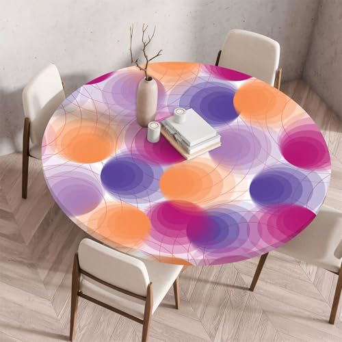 Treer Bunter Polka Dot-Stil Tischdecke, Lotuseffekt Tischdecke Abwaschbar Elastisch Rund Gartentischdecke, für Küche,Esstisch,Parteien Wiederverwendbar Outdoor Tischdecken (Lila,80cm) von Treer