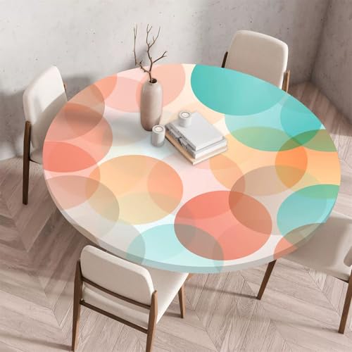 Treer Bunter Polka Dot-Stil Tischdecke, Lotuseffekt Tischdecke Abwaschbar Elastisch Rund Gartentischdecke, für Küche,Esstisch,Parteien Wiederverwendbar Outdoor Tischdecken (Rosa,70cm) von Treer