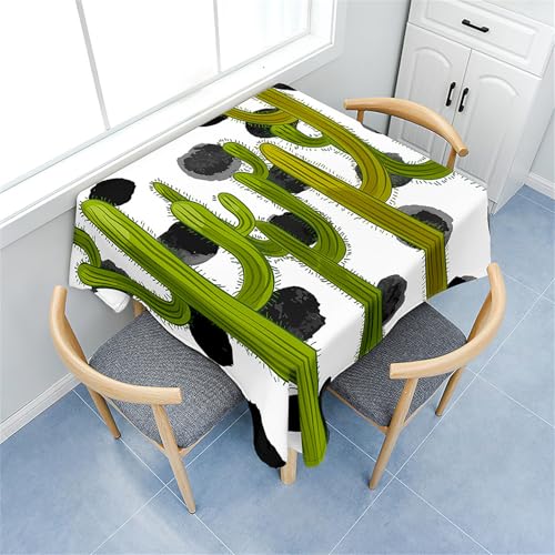 Treer Eckig Tischdecke, Druck im Kaktus-Stil Tischdecke Abwaschbar, Tischdecken Haben Lotuseffekt, Abwischbare Tischdecken für Picknick Couchtisch Hochzeiten oder Haushalt (Kaktus,120x120cm) von Treer