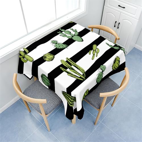 Treer Eckig Tischdecke, Druck im Kaktus-Stil Tischdecke Abwaschbar, Tischdecken Haben Lotuseffekt, Abwischbare Tischdecken für Picknick Couchtisch Hochzeiten oder Haushalt (Schwarz,60x60cm) von Treer