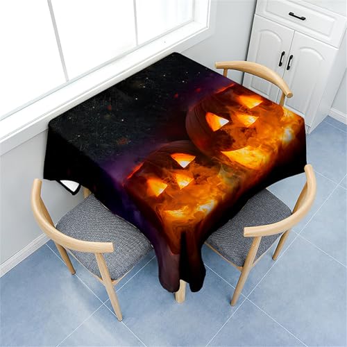 Treer Eckig Tischdecke, Halloween-Muster Tischdecke Abwaschbar, Tischdecken Haben Lotuseffekt, Abwischbare Tischdecken für Picknick Couchtisch Hochzeiten Haushalt (Kürbis,90x90cm) von Treer