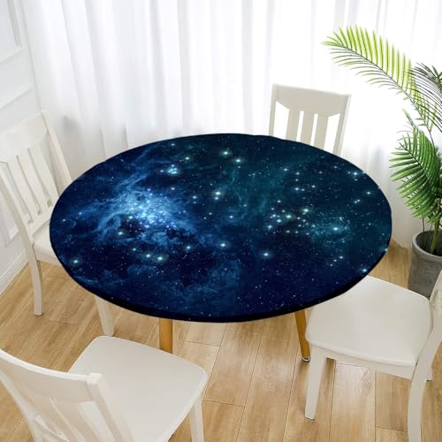 Treer Elastische Tischdecke Rund Abwaschbar, 3D Outdoor Picknick Spanntischdecke Rund Gartentischdecke Round Tischdecke mit Gummizug für Dekoration Küche Camping (Glitzernd,170cm) von Treer