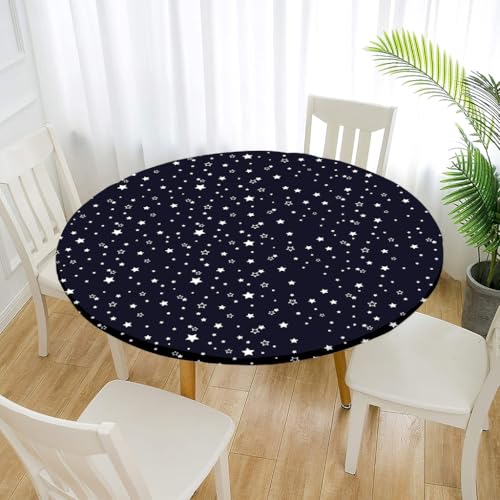 Treer Elastische Tischdecke Rund Abwaschbar, 3D Outdoor Picknick Spanntischdecke Rund Gartentischdecke Round Tischdecke mit Gummizug für Dekoration Küche Camping (Schwarz,170cm) von Treer
