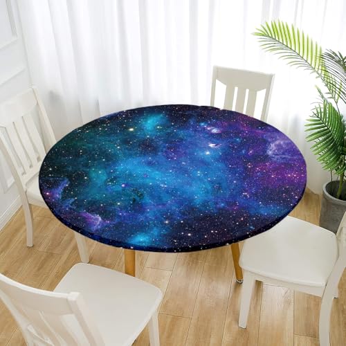 Treer Elastische Tischdecke Rund Abwaschbar, 3D Outdoor Picknick Spanntischdecke Rund Gartentischdecke Round Tischdecke mit Gummizug für Dekoration Küche Camping (Violett,150cm) von Treer