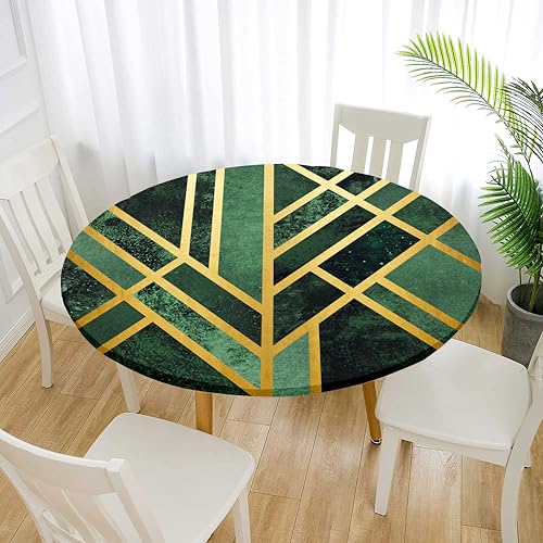 Treer Elastische Tischdecke Rund Abwaschbar, 3D Outdoor Picknick Spanntischdecke Rund Gartentischdecke Round Tischdecke mit Gummizug für Dekoration Küche Picknick (Geometrie 1,80cm) von Treer