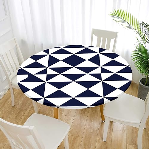 Treer Elastische Tischdecke Rund Abwaschbar, 3D Outdoor Picknick Spanntischdecke Rund Gartentischdecke Round Tischdecke mit Gummizug für Dekoration Küche Picknick (Geometrie 2,80cm) von Treer