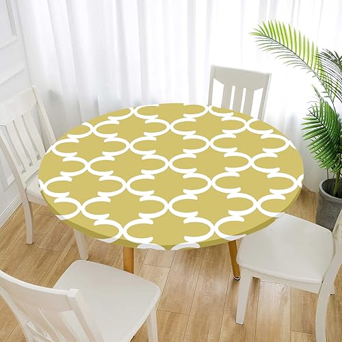 Treer Elastische Tischdecke Rund Abwaschbar, 3D Outdoor Picknick Spanntischdecke Rund Gartentischdecke Round Tischdecke mit Gummizug für Dekoration Küche Picknick (Laternen,60cm) von Treer