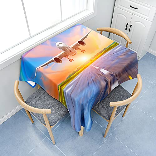 Treer Flugzeug Muster Tischdecke Abwaschbar, Tischdecke Polyester Haben Lotuseffekt, Abwischbare Tischdecke für Küchendekoration, Eckig Tablecloth Picknick im Freien (Blau,60x60cm) von Treer