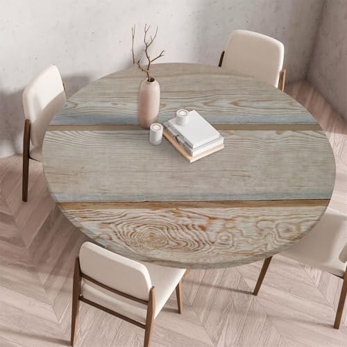 Treer Holzmaserung Textur Druck Tischdecke,Lotuseffekt Tischdecke Abwaschbar Elastisch Rund Gartentischdecke,für Küche,Esstisch,Parteien Wiederverwendbar Outdoor Tischdecken (Holzmaserung,80cm) von Treer