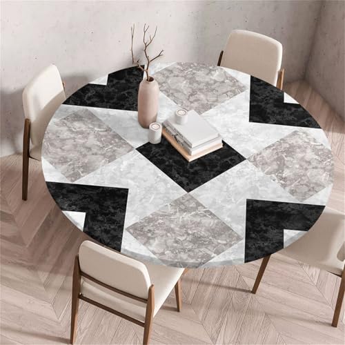Treer Moderne Textur Tischdecke Outdoor Rund, Lotuseffekt Tischdecke Abwaschbar Elastisch Rund Gartentischdecke, für Garten, Küche, Esstisch, Parteien Tischdecken (Grau,180cm) von Treer