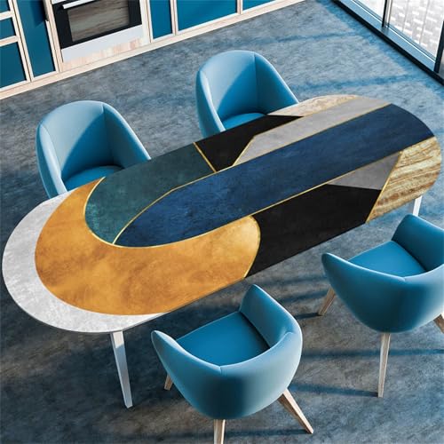 Treer Nordisches Schlichtes Design Tischdecke Oval, Lotuseffekt Tischdecken, Fleckschutz Gartentischdecke mit Elastischem Rand, Outdoor Küche Tischdecke Abwaschbar Picknick (Bunt,137x183cm) von Treer