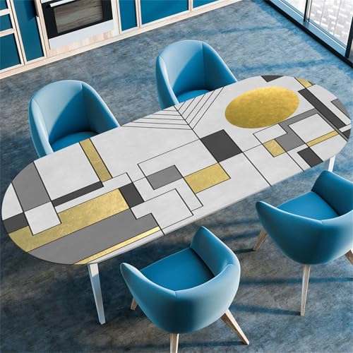 Treer Nordisches Schlichtes Design Tischdecke Oval, Lotuseffekt Tischdecken, Fleckschutz Gartentischdecke mit Elastischem Rand, Outdoor Küche Tischdecke Abwaschbar Picknick (Grau1,132x178cm) von Treer