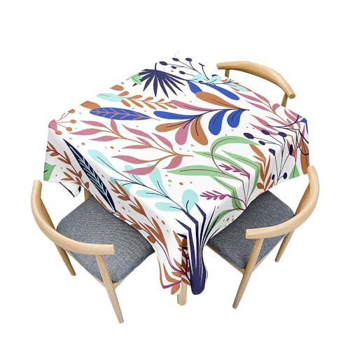 Treer Pflanzendruck Tischdecke Abwaschbar,Tischdecke Haben Lotuseffekt,Fleckenabweisend Spritzfest Tischdecken,Gartentischdecke für Küchendekoration Eckig Picknick Freien (Pflanze,120x120cm) von Treer