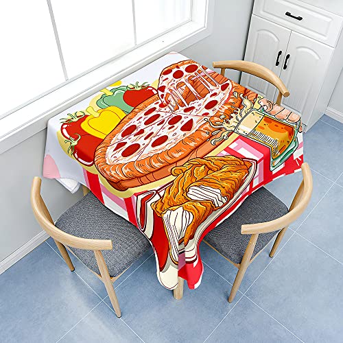 Treer Pizza-Druck Eckig Tischdecke, Tischdecke Abwaschbar, Tischdecken Haben Lotuseffekt, Abwischbare Tischdecke für Picknick Couchtisch Hochzeiten oder Haushalt (Pizza 2,100x100cm) von Treer