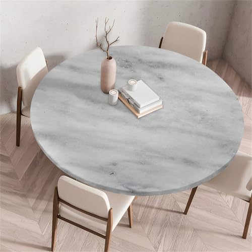 Treer Rund Tischdecke Abwaschbar, Marmortotem Lotuseffekt Tischdecken, Outdoor Tischdecke, Elastisch Rund Gartentischdecke, Table Cloth für Garten, Küche, Esstisch, Parteien (Grau,100cm) von Treer