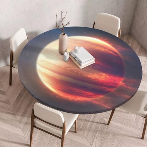 Treer Rund Tischdecke Abwaschbar, Sternenhimmel-Muster Lotuseffekt Tischdecken, Outdoor Tischdecke, Elastisch Rund Gartentischdecke, Table Cloth für Garten, Küche, Parteien (Rosa,180cm) von Treer