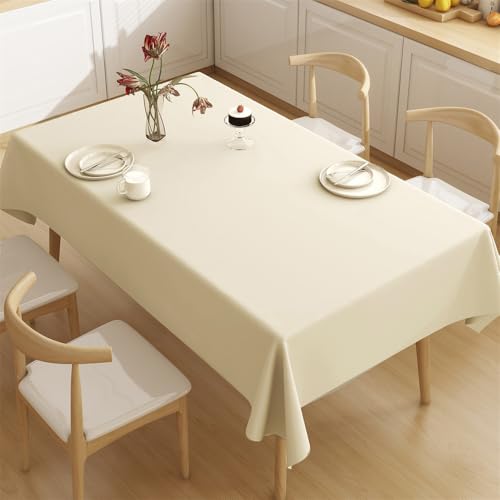 Treer Wachstuch Tischdecke Gartentischdecke, Outdoor PVC Wachstischdecke Abwaschbar Tischtuch Wasserabweisend Tischdecken Rechteckig für Party Esszimmer -Helle Farbe (Beige,100x160cm) von Treer
