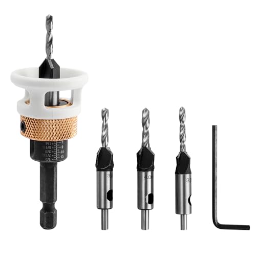 Treki 4 Stück Senkbohrer mit Tiefenanschlag Holzbohrer mit Senker und Tiefenanschlag Holz Bohrsenker, Vorbohrer mit Senker und Tiefenstopp mit Skala 0-12mm Senklochbohrer für 8mm/10mm Loch Treki 4 Stück Senkbohrer mit Tiefenanschlag Holzbohrer mit Senker und Tiefenanschlag Holz Bohrsenker, Vorbohrer mit Senker und Tiefenstopp mit Skala 0-12mm Senklochbohrer für 8mm/10mm Loch von Treki