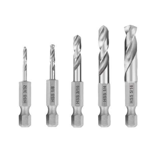 Treki 5 Stück Kurz Holzbohrer mit Sechskantschaft Kurz Bohrer Bit Satz, Stubby Spiralbohrer Schnellwechsel Kurzbohrer Set Klein Holzspiralbohrer für Hartholz, Weichholz, Sperrholz Treki 5 Stück Kurz Holzbohrer mit Sechskantschaft Kurz Bohrer Bit Satz, Stubby Spiralbohrer Schnellwechsel Kurzbohrer Set Klein Holzspiralbohrer für Hartholz, Weichholz, Sperrholz von Treki