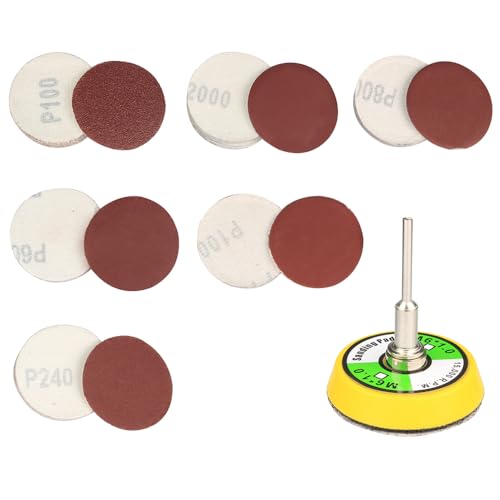 Treki 60 Stück 50mm Schleifpapier Klett mit Schleifteller 3mm Schaft Mini Schleifscheiben Pad Kit 100/240/600/800/1000/2000er Körnung, Rund Schleifpads Schleifaufsatz für Bohrmaschine für Holz Metall Treki 60 Stück 50mm Schleifpapier Klett mit Schleifteller 3mm Schaft Mini Schleifscheiben Pad Kit 100/240/600/800/1000/2000er Körnung, Rund Schleifpads Schleifaufsatz für Bohrmaschine für Holz Metall von Treki