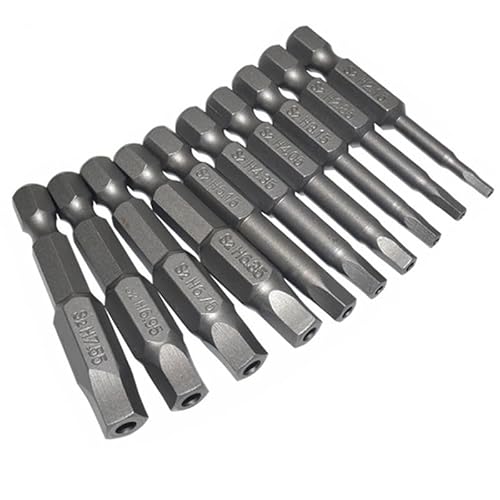 Treki Set mit 10 magnetischen Pentagon-Bits, 1/4 Zoll (6,35 mm) mit Sechskantgriff, Pentagonal-Bohrer, S2 Magnetbohrer, Pentagonal-Schraubendreherbits H2.15-H7.55 von Treki