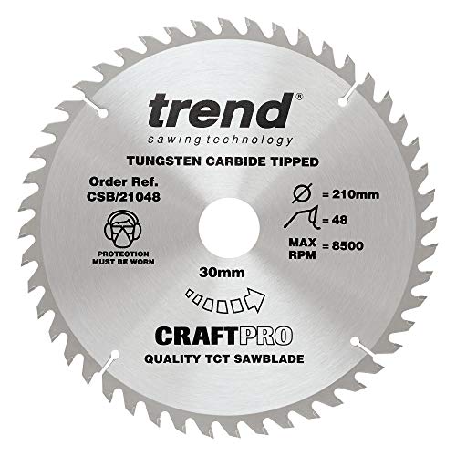 Trend CraftPro Kombi-TCT-Sägeblatt, 210mm Durchmesser x 48 Zähne x 30mm Bohrung, Hartmetallbestückt, CSB/21048 von TREND
