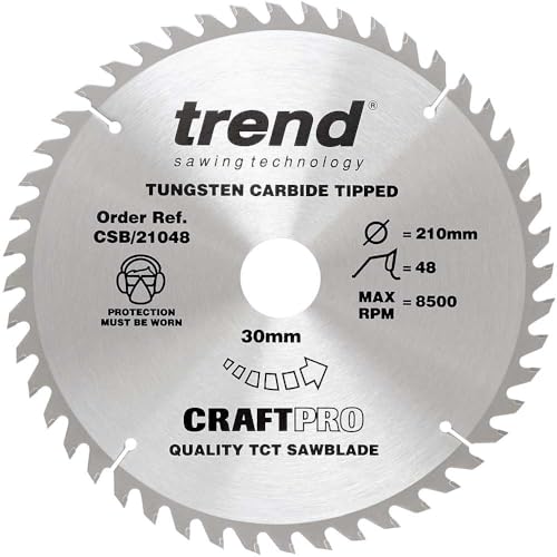 Trend CraftPro Kombi-TCT-Sägeblatt, 210mm Durchmesser x 48 Zähne x 30mm Bohrung, Hartmetallbestückt, CSB/21048 von TREND