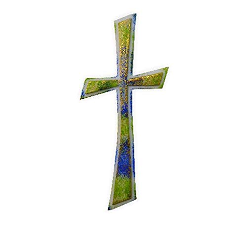 Wachsornament Kreuz grün/blau 110x45 mm von TrendLight