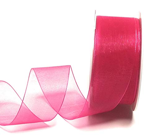 SCHLEIFENBAND 25m x 40mm Pink Organza Organzaband Chiffonband Webkante [3493] von Trendline