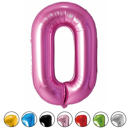 Folienballon Zahl 0 (Pink/Rosa) von Trendario - XXL Riesenzahl 100cm Ballon - Helium Luftballons für Geburtstag, Partydeko, Hochzeit (Zahl 0, Pink) von Trendario