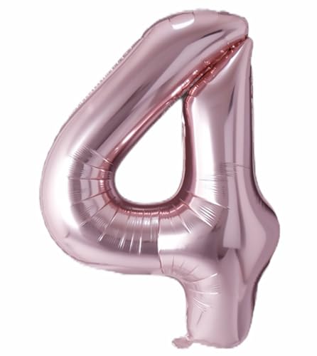 Folienballon Zahl 4 in Roségold von Trendario - XXL Riesenzahl 100cm Ballon - Helium Luftballons für Geburtstag, Partydeko, Hochzeit von Trendario