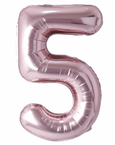 Folienballon Zahl 5 in Roségold von Trendario - XXL Riesenzahl 100cm Ballon - Helium Luftballons für Geburtstag, Partydeko, Hochzeit von Trendario