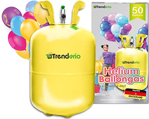 Helium Gasflasche für 50 Ballons | Heliumflasche Gasfüllung Folienballons Luftballons | Party Hochzeit (1 x Ballongas 50) von Trendario