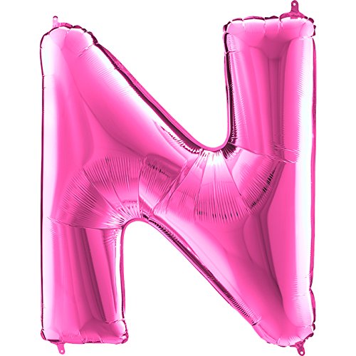 Trendario Ballon Buchstaben - XXL Riesenbuchstabe 100cm Folienballon - Helium Luftballons für Geburtstag, Taufe, Party Deko, Hochzeit (N, Pink) von Trendario
