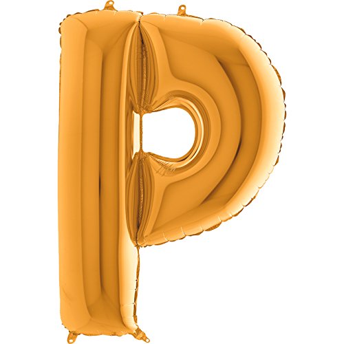 Trendario Ballon Buchstaben - XXL Riesenbuchstabe 100cm Folienballon - Helium Luftballons für Geburtstag, Taufe, Party Deko, Hochzeit (P, Gold) von Trendario
