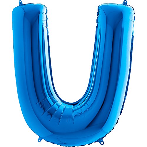Trendario Ballon Buchstaben - XXL Riesenbuchstabe 100cm Folienballon - Helium Luftballons für Geburtstag, Taufe, Party Deko, Hochzeit (U, Blau) von Trendario