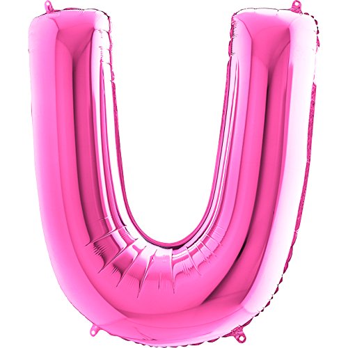 Trendario Ballon Buchstaben - XXL Riesenbuchstabe 100cm Folienballon - Helium Luftballons für Geburtstag, Taufe, Party Deko, Hochzeit (U, Pink) von Trendario