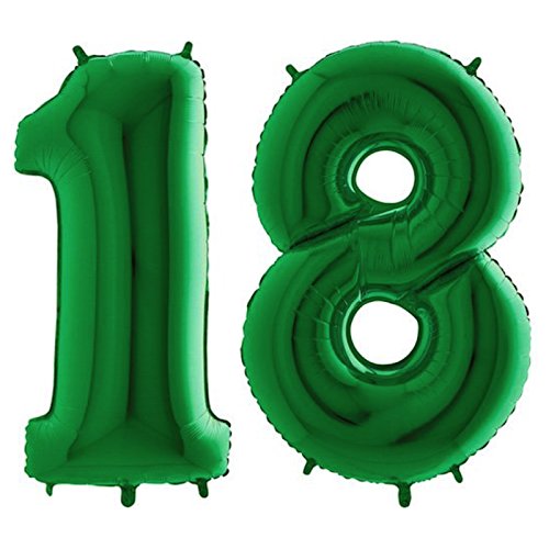 Trendario Folienballon Zahl 18 - XXL Riesenzahl 100cm Ballon - Helium Luftballons für Geburtstag, Partydeko, Hochzeit (Grün) von Trendario