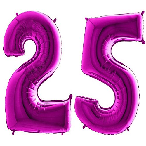 Trendario Folienballon Zahl 25 - XXL Riesenzahl 100cm Ballon - Helium Luftballons für Geburtstag, Partydeko, Hochzeit (Lila) von Trendario